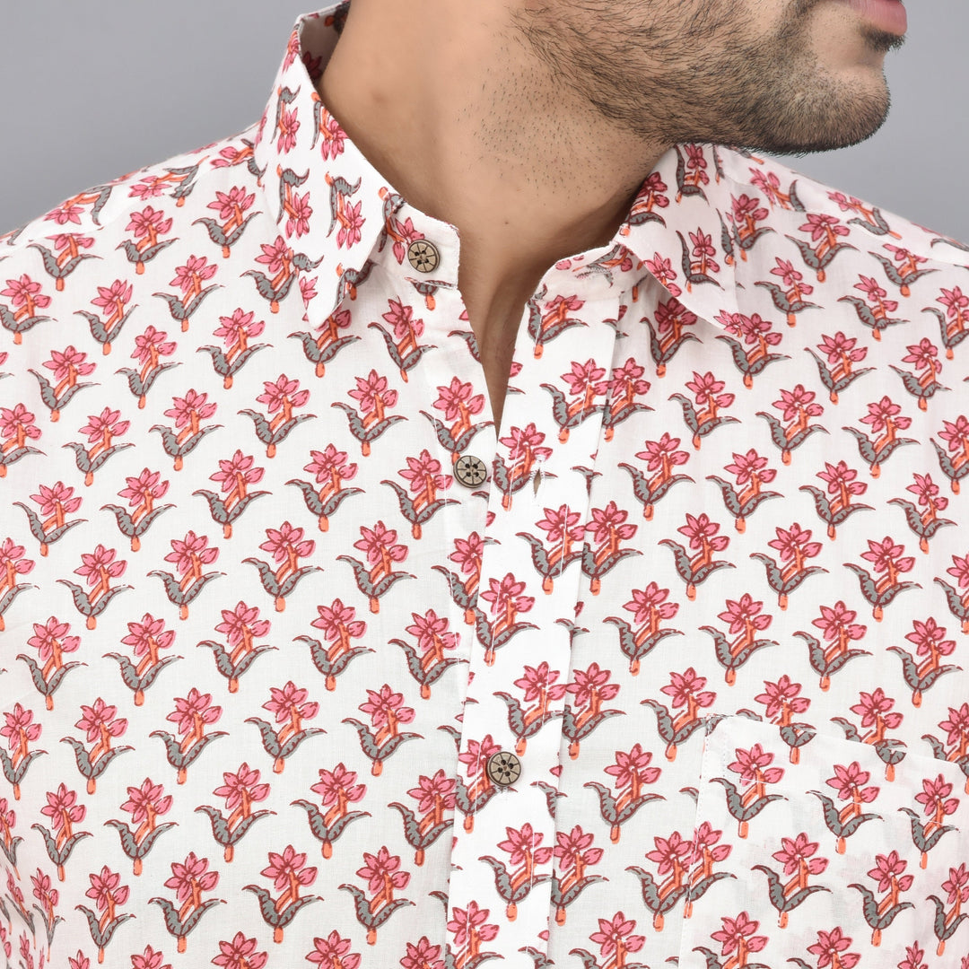 Hand Block Print Short Sleeve Cotton Shirt