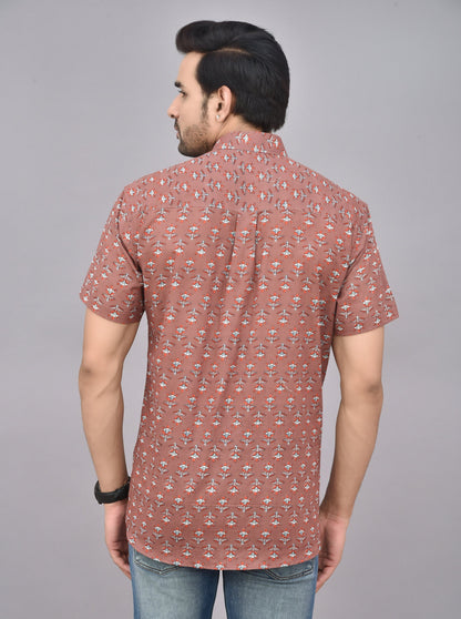 Hand-Printed Men's Short Sleeve Shirt