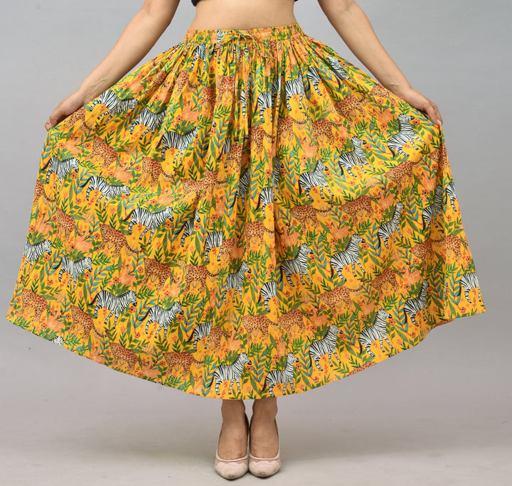 Hand block Tiger Print Cotton Long Skirt