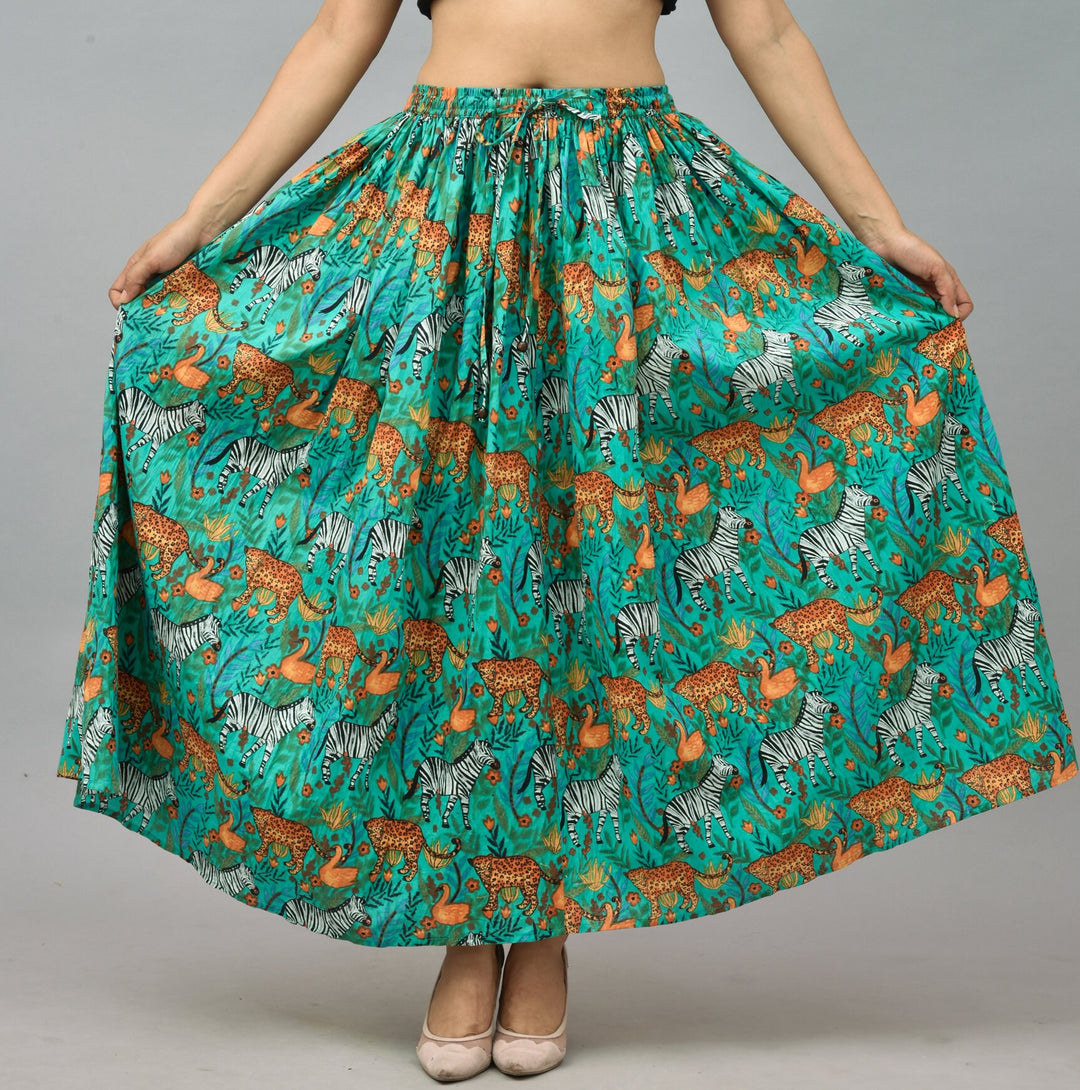 Hand Block Tiger Print Cotton Skirt