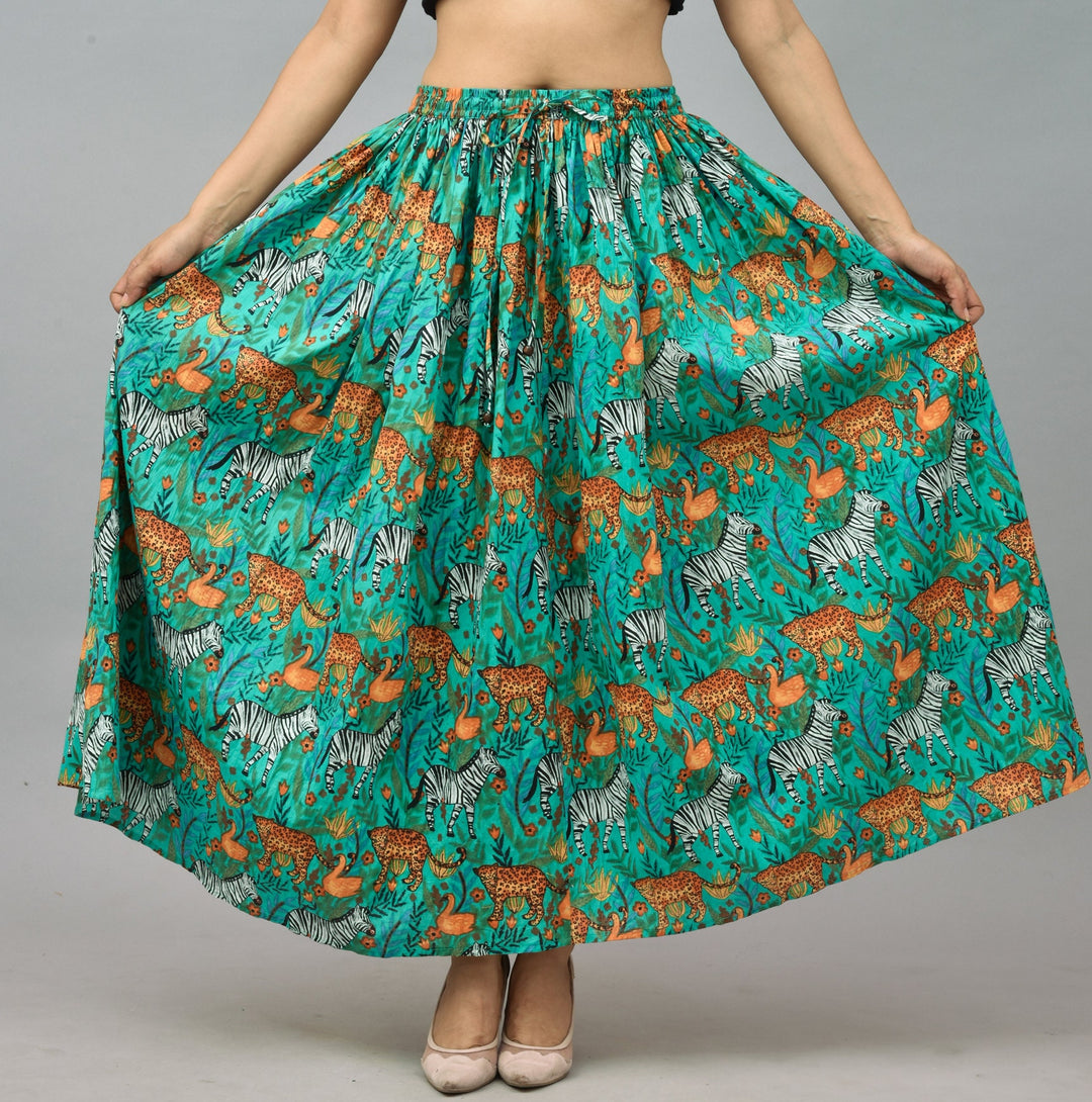 Hand block Tiger Print Cotton Long Skirt