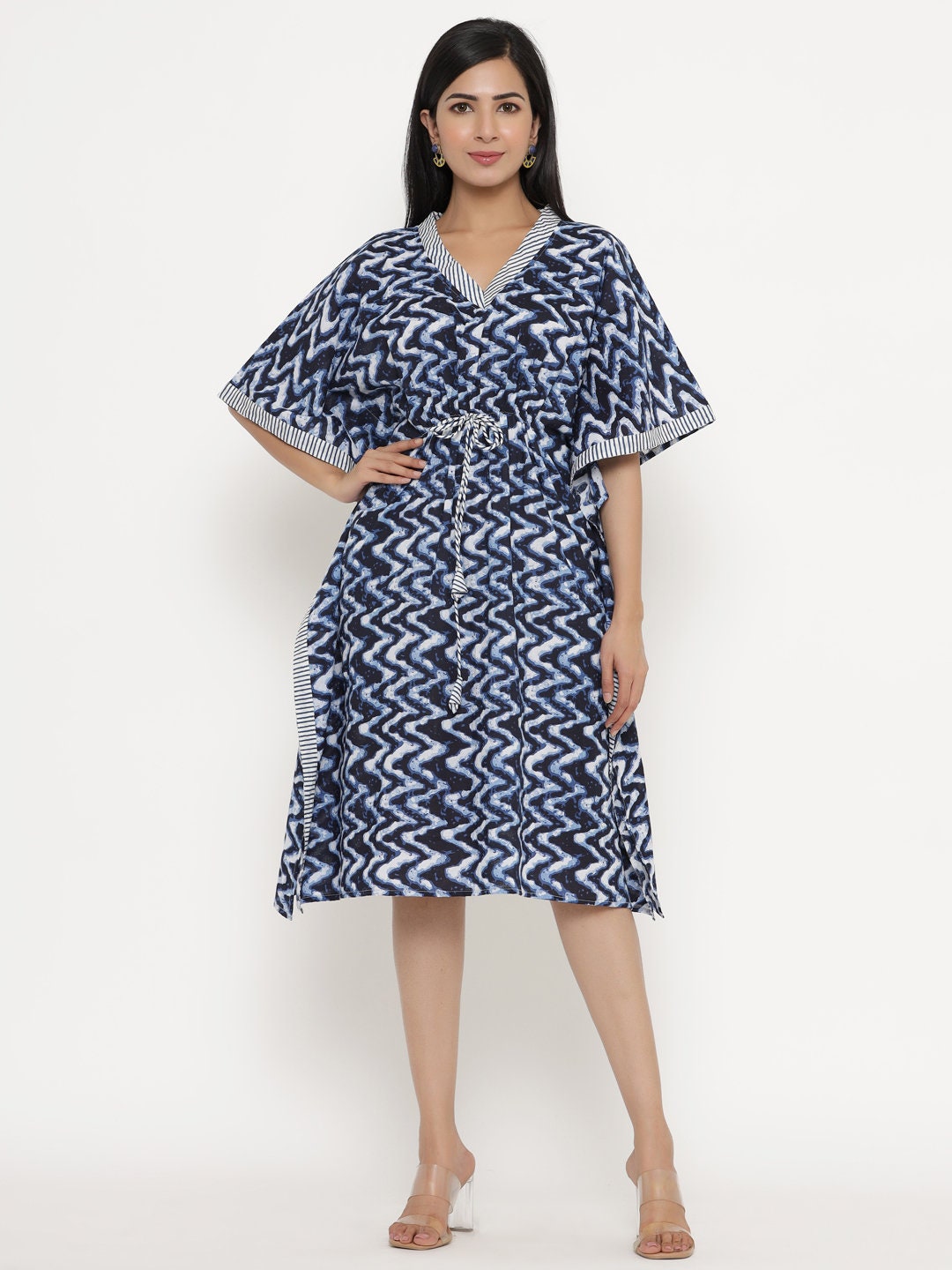 Hand Block Print Kaftan in Blue (or use a specific color name if available)