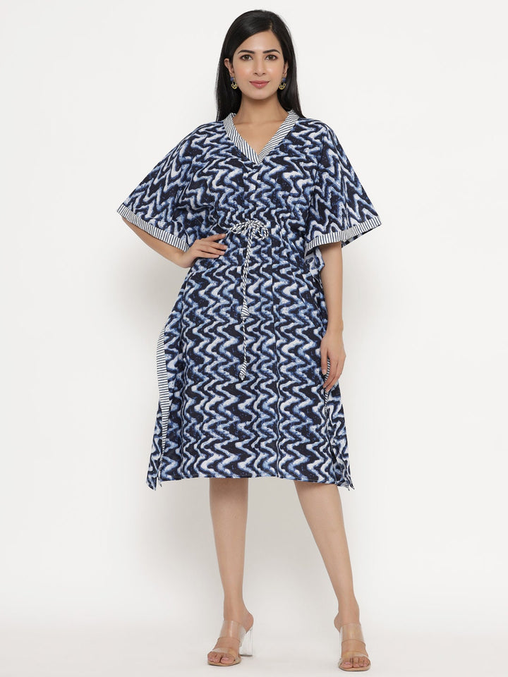 Hand Block Print Kaftan in Blue (or use a specific color name if available)