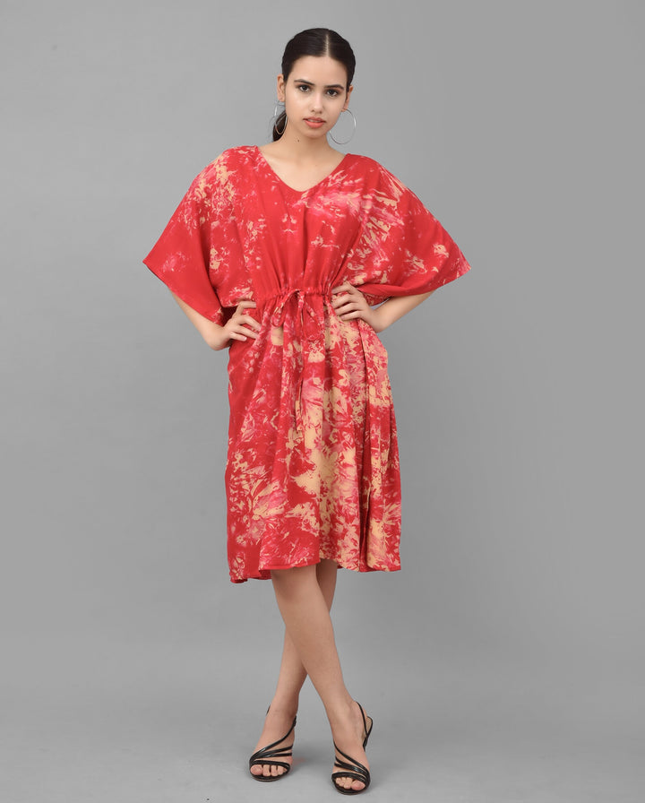 Crimson Short Tie-Dye Kaftan