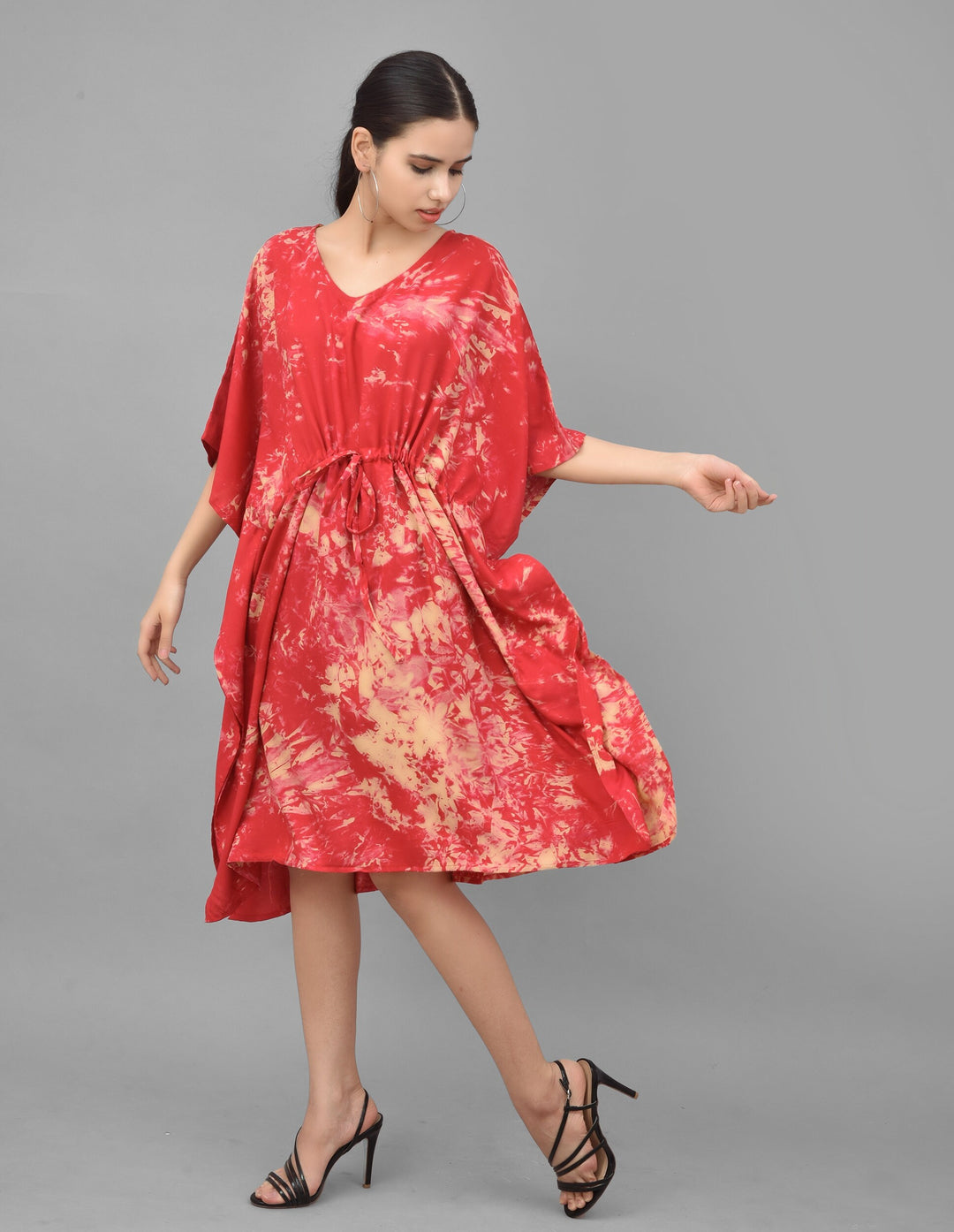 Crimson Short Tie-Dye Kaftan