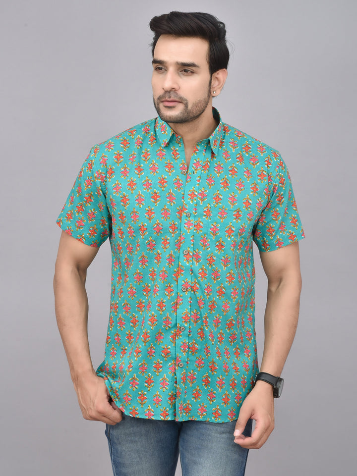 Hand Block Print Short Sleeve Cotton Shirt