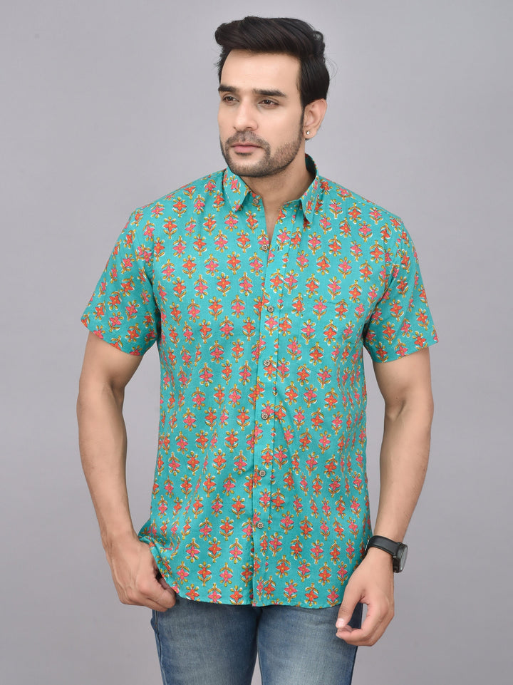 Hand-Printed Men's Short Sleeve Shirt