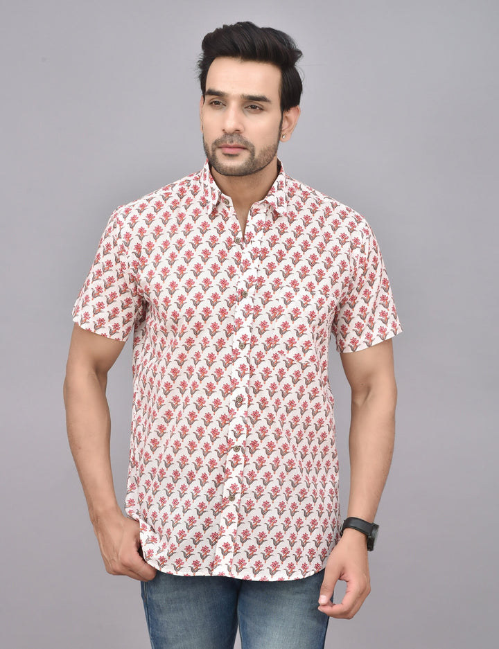 Hand Block Print Short Sleeve Cotton Shirt