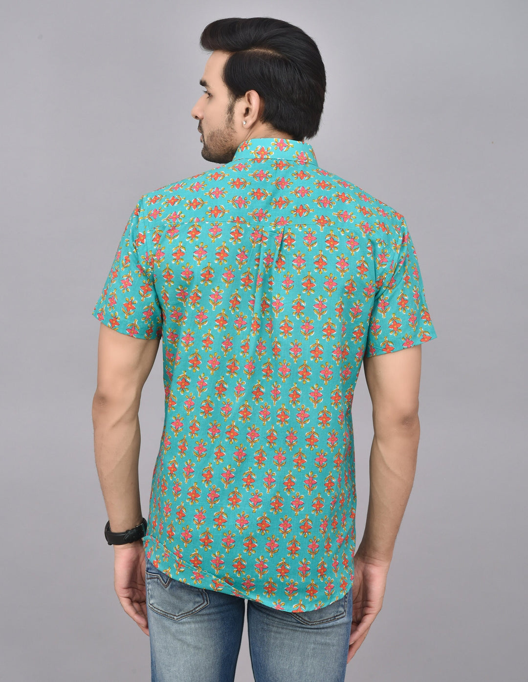 Hand Block Print Short Sleeve Cotton Shirt