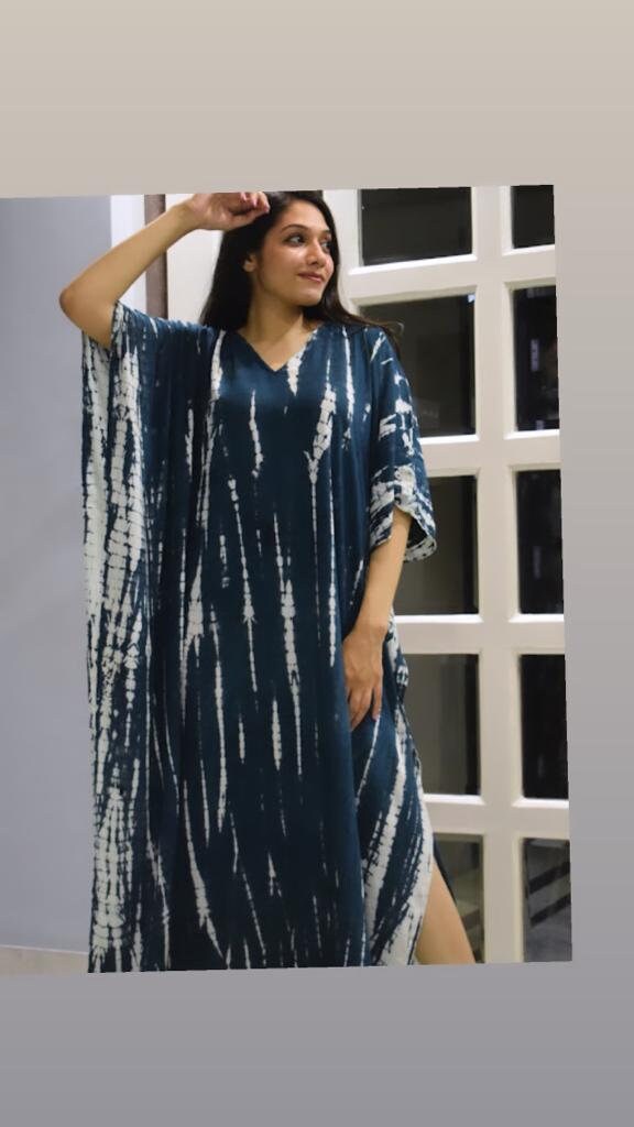 Red Tie Dye Kaftan Dress - Flowy Boho Maxi for Women