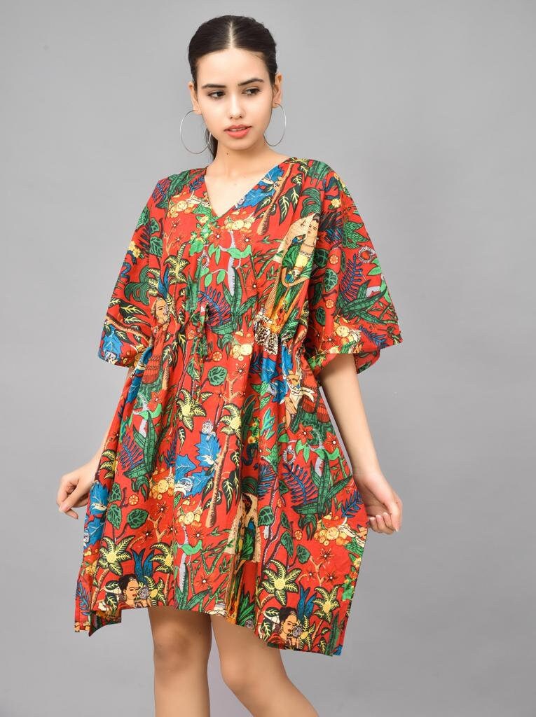 Hand-block Print Cotton Frida Kahlo Kaftan