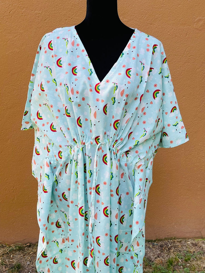 Hand Block Print Magical Unicorn Cotton Kaftan