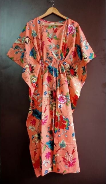 Hand Block-Print Cotton Kaftan