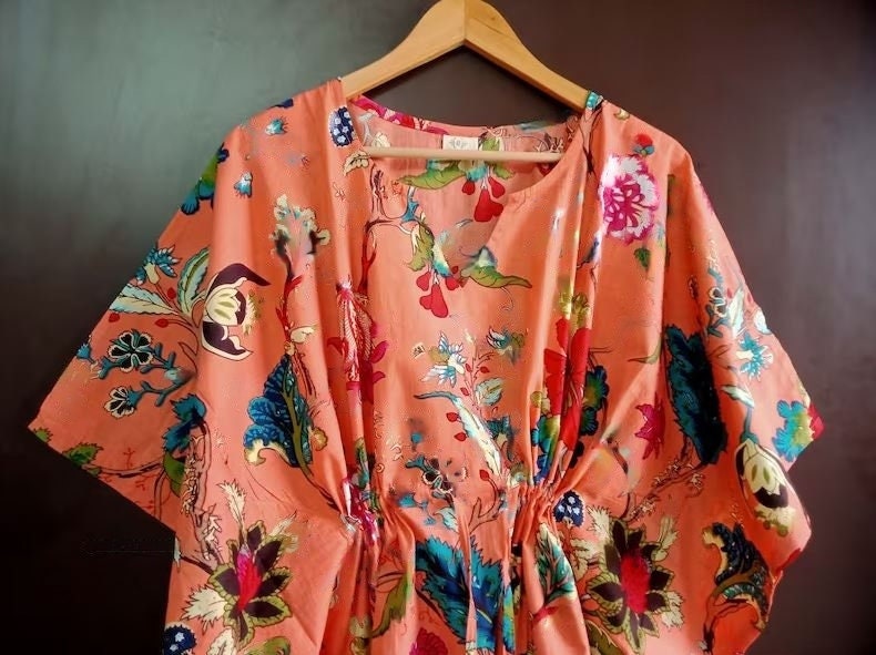 Hand Block-Print Cotton Kaftan