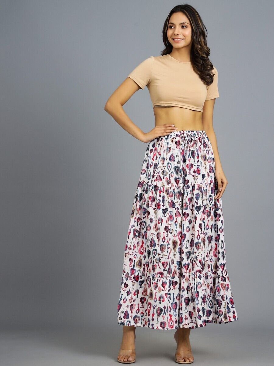 Indian Hand block Printed Long Skirt Dress