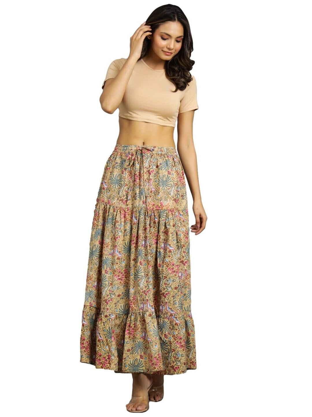 hand Block Print Cotton Skirt For Women