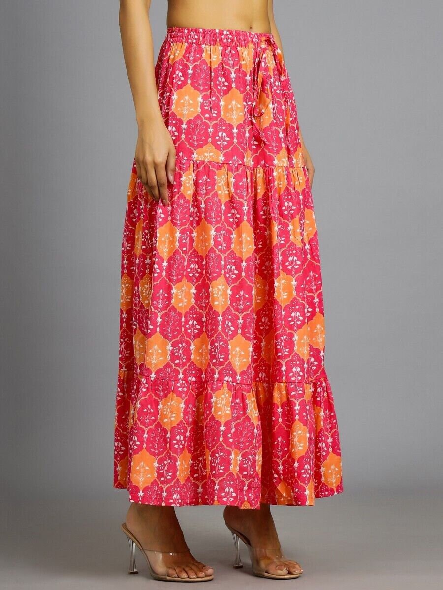 Indian Hand block Printed Long Skirt Dress