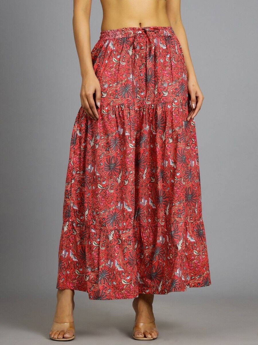 Indian Hand block Printed Long Skirt Dress