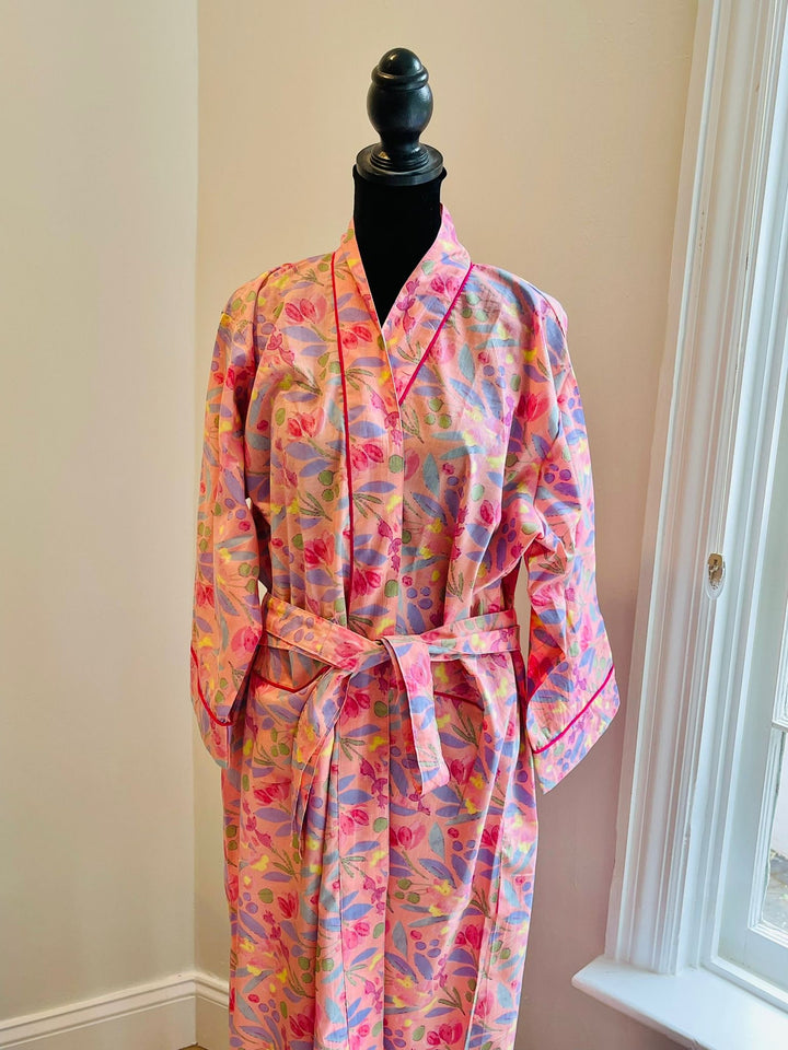 Hand Block Print Cotton Kimono Robe