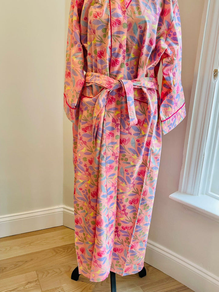 Hand Block Print Cotton Kimono Robe