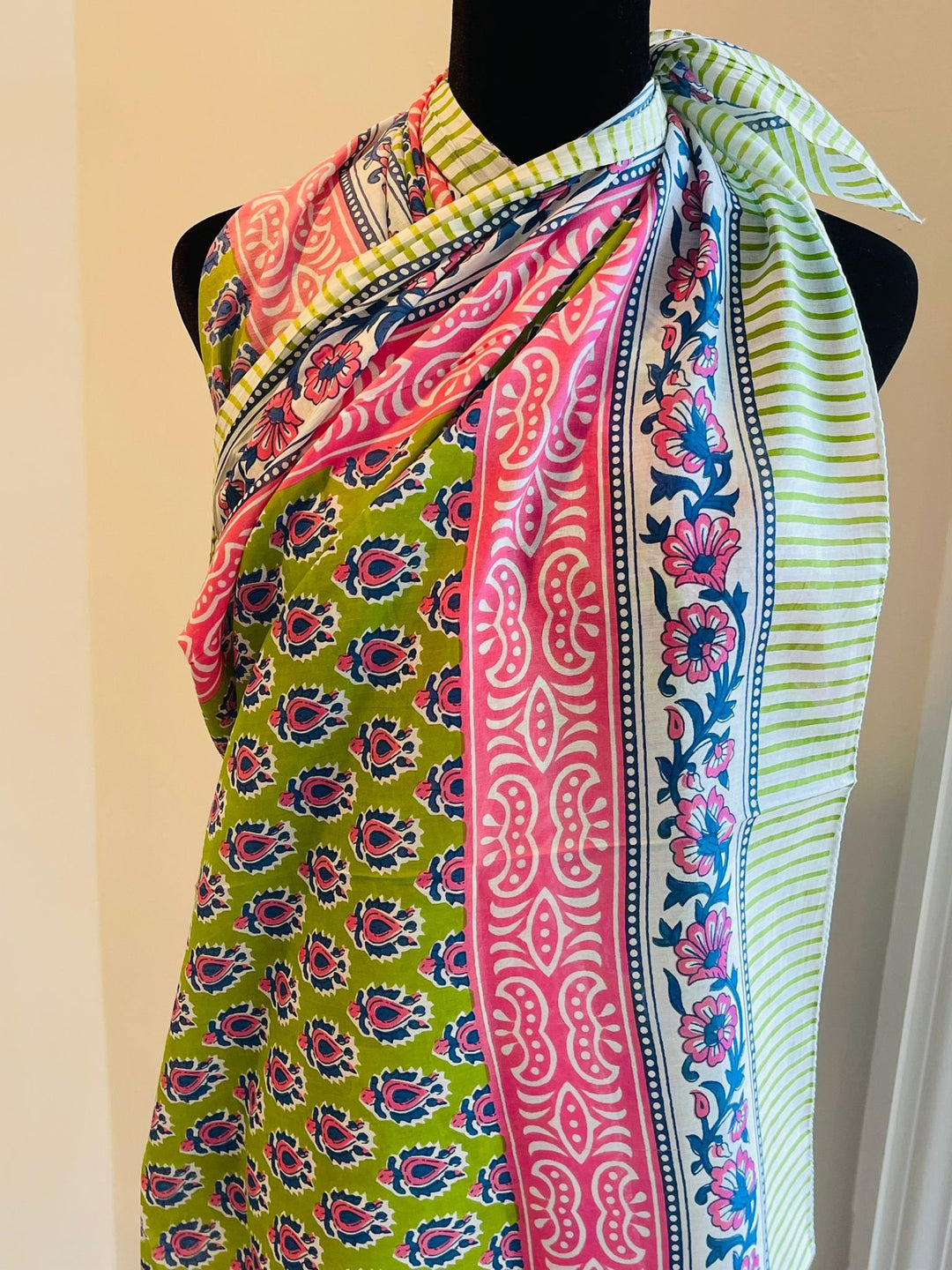 Cotton Sarong | Block Print Pareo | Boho Scarf