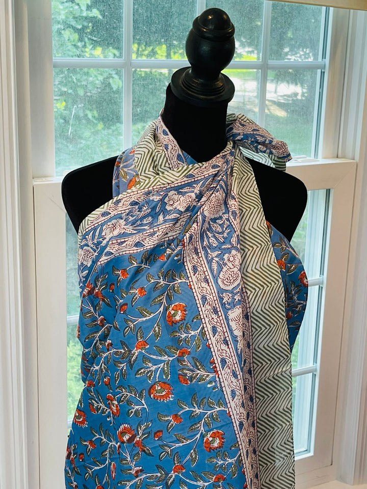 Block Print Cotton Sarong Pareo Scarf