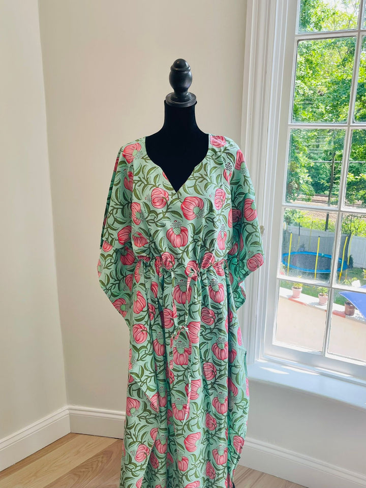 Breezy Comfort: Floral Cotton Kaftan