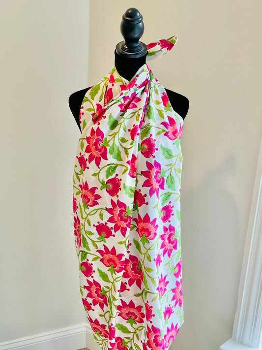 Cotton Floral Pareos | Indian Hand Block Print Sarongs