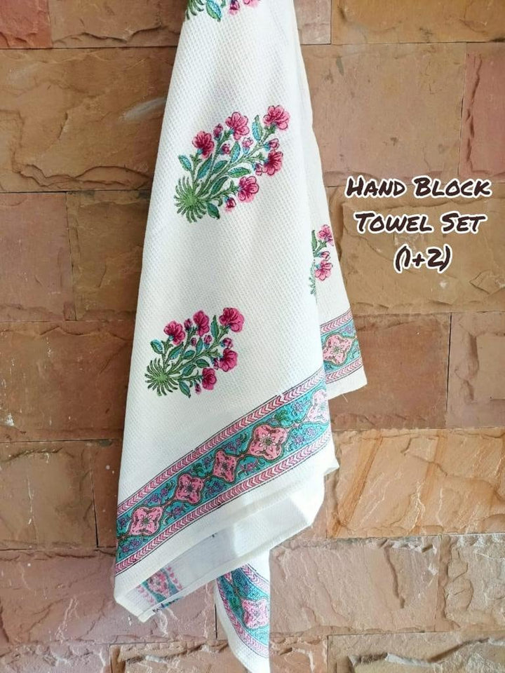 Hand Block Print Bath Towel Set