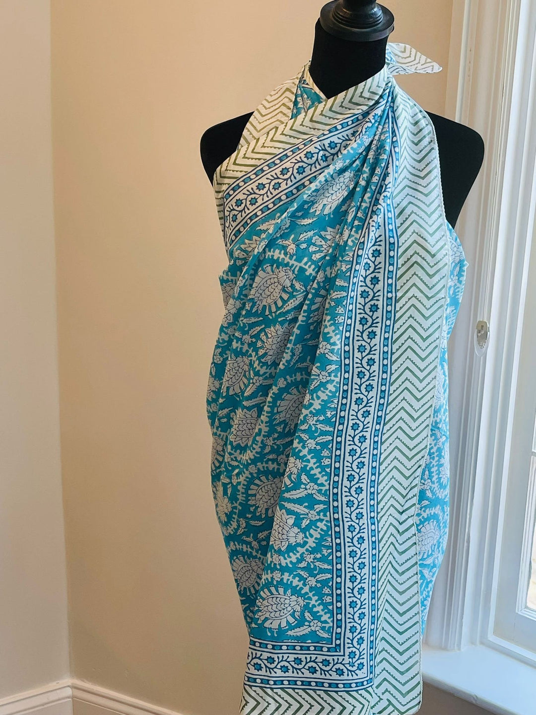 Cotton Sarong | Block Print Pareo | Boho Scarf