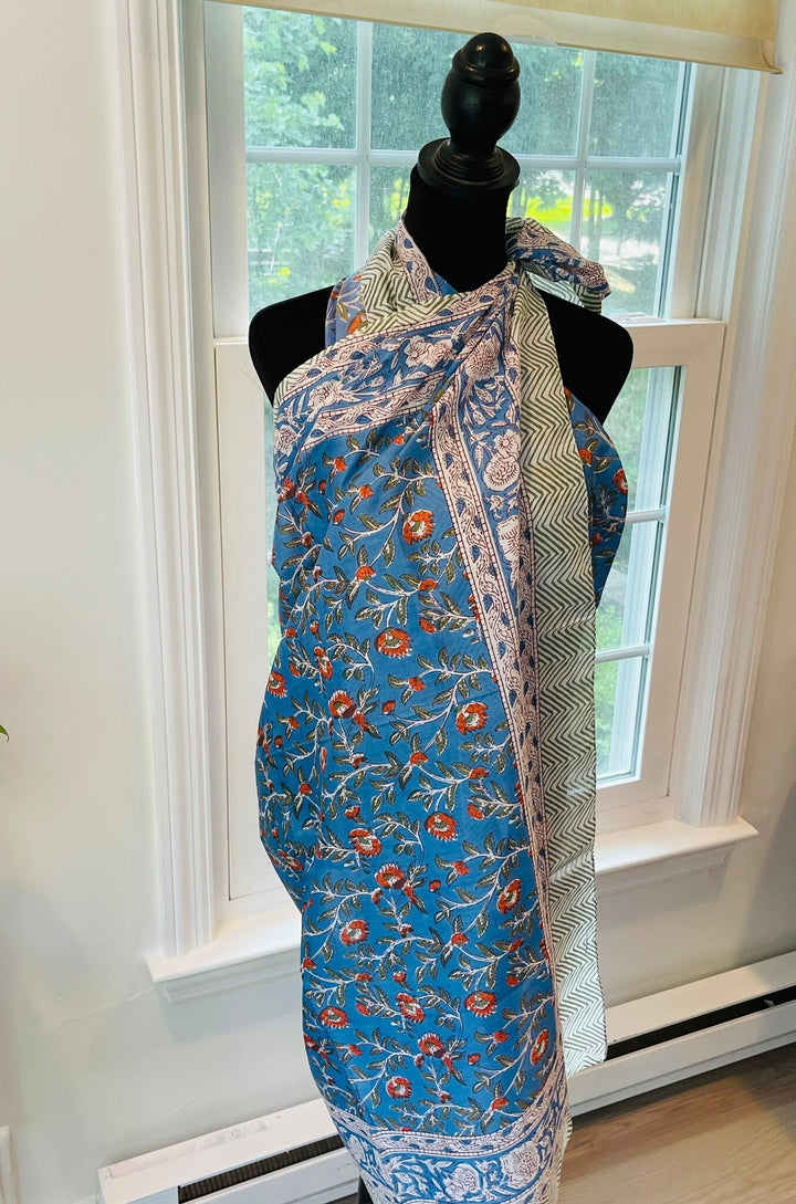 Block Print Cotton Sarong Pareo Scarf