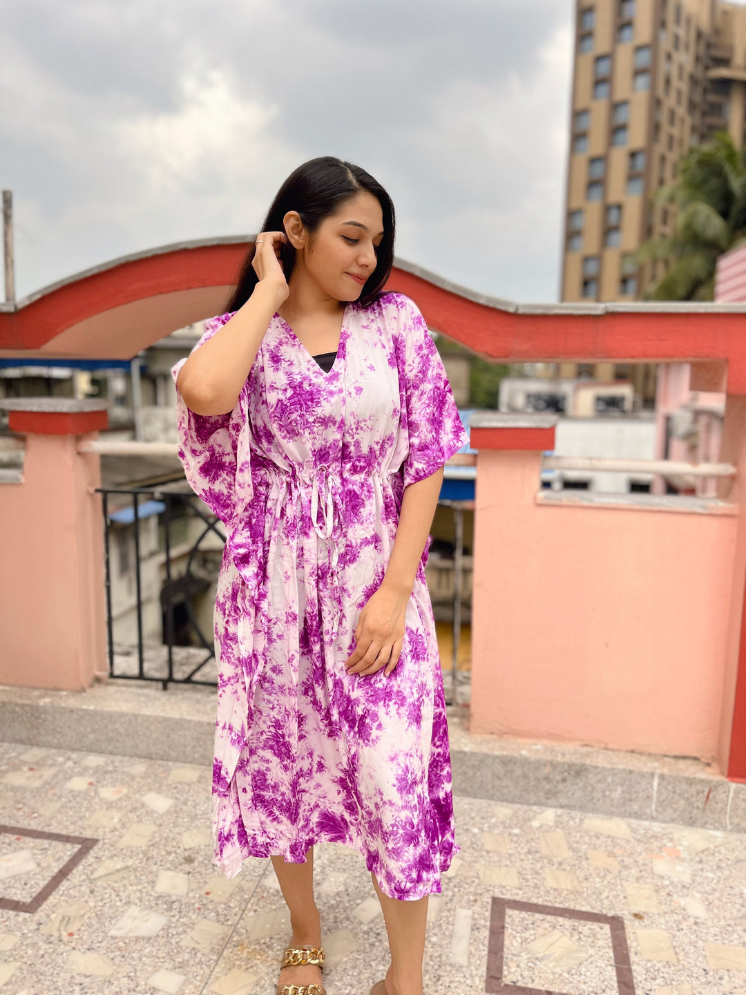 Hand Block Print Tie-Dye Kaftan