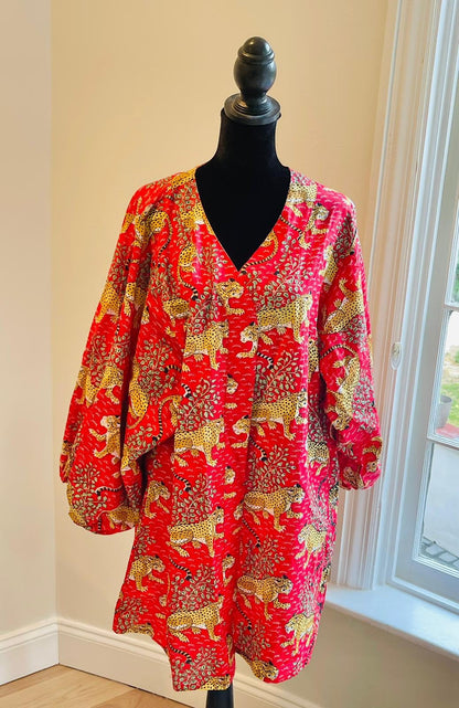 Red Cotton Shrug & Skirt Set