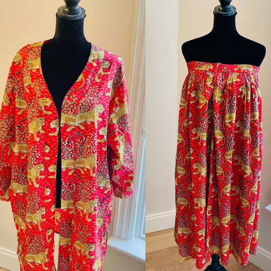 Red Cotton Shrug & Skirt Set
