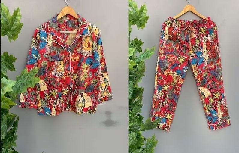 Frida Kahlo Red Long Pajama Set