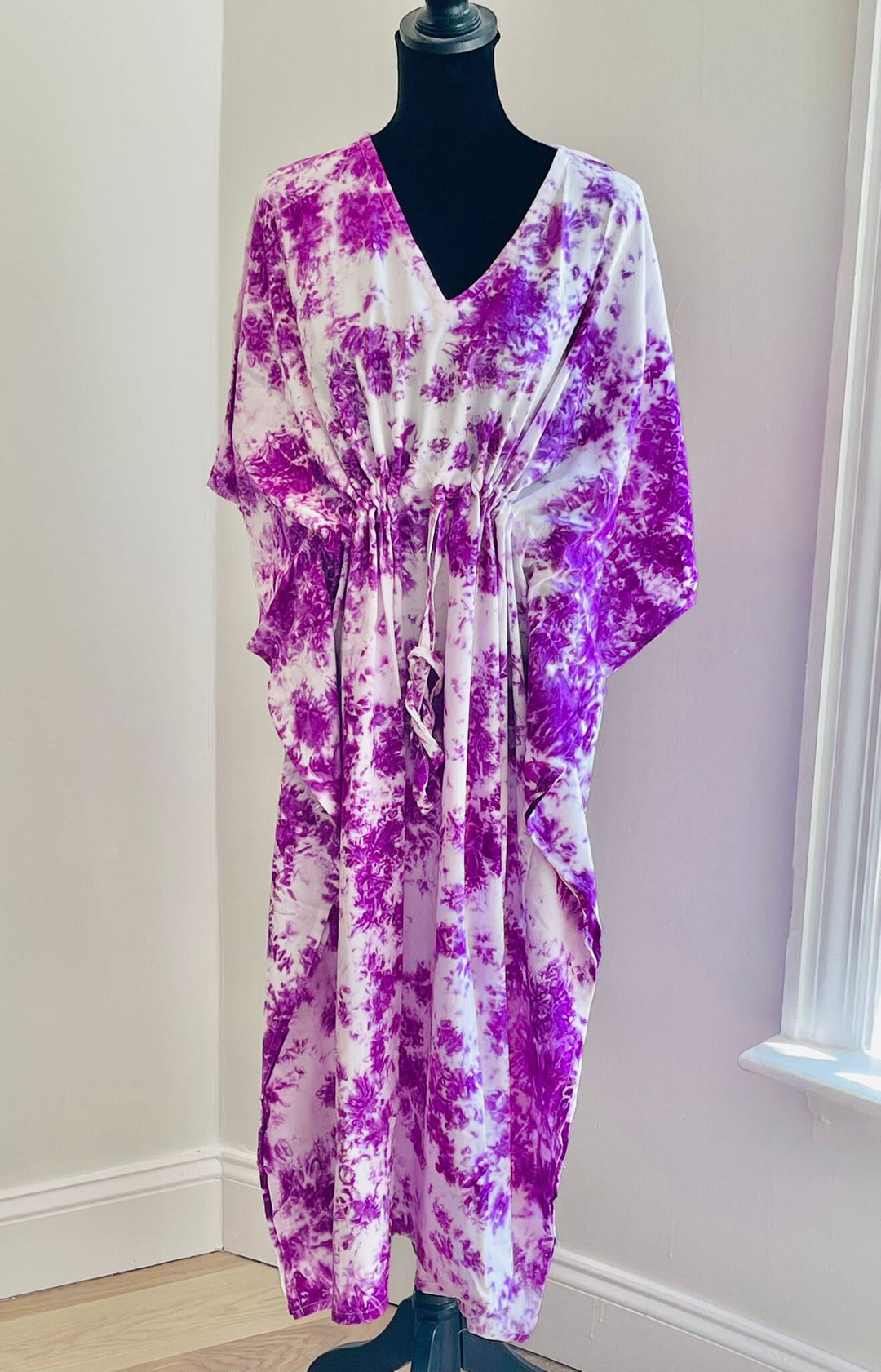 Hand Block Print Tie Dye Rayon Kaftan