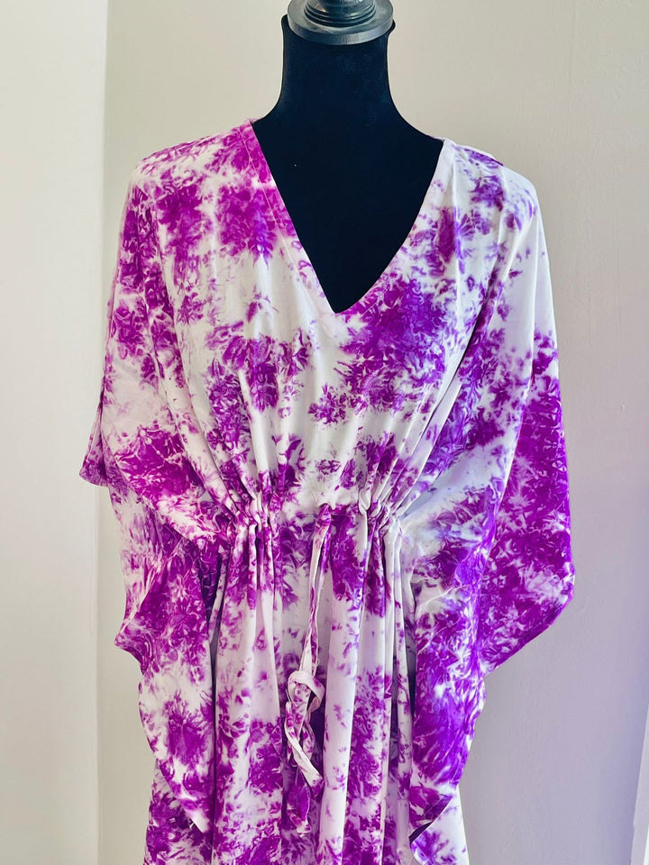 Hand Block Print Tie Dye Rayon Kaftan