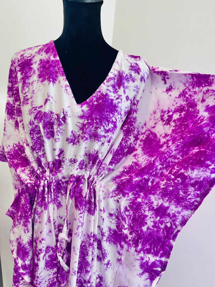 Hand Block Print Tie Dye Rayon Kaftan