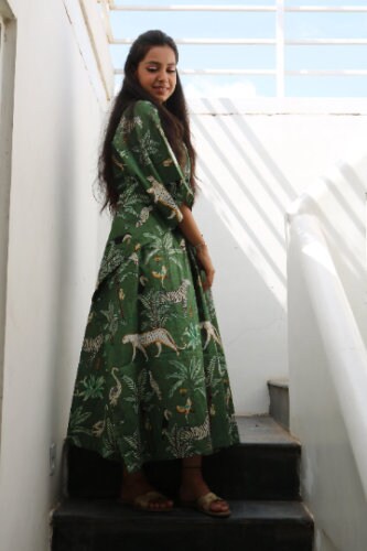 Hand Block Printed Cotton Women Caftan