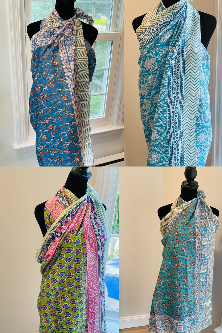 4-Piece Indian Block Print Sarong Set