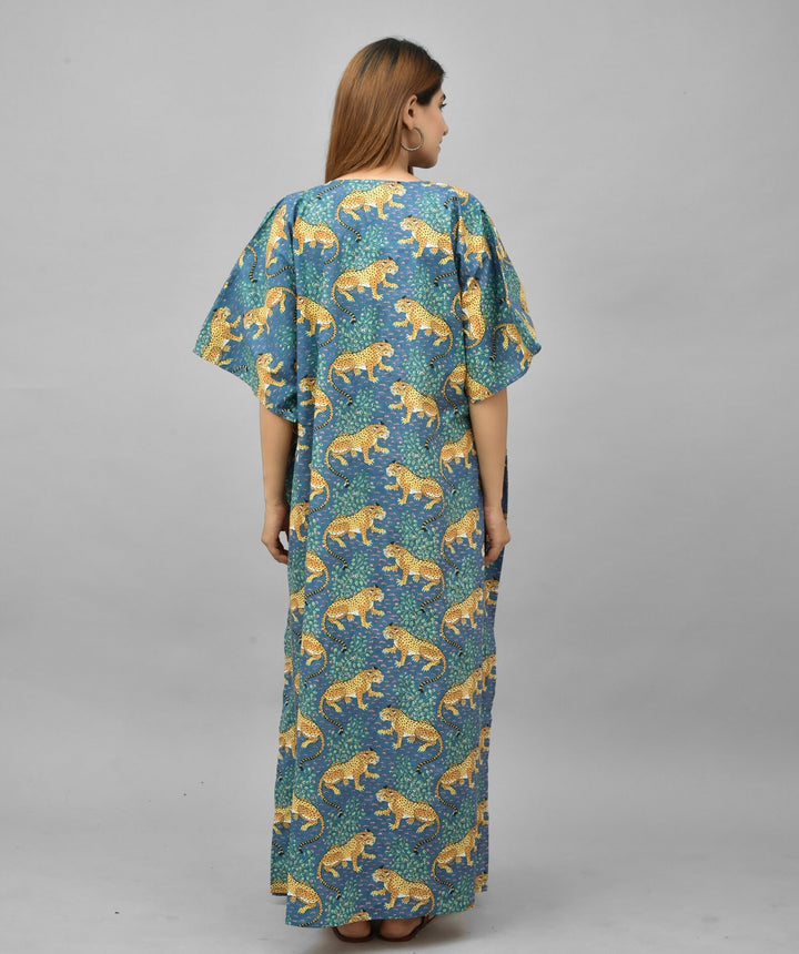 Hand Block Tiger Print Cotton Kaftan