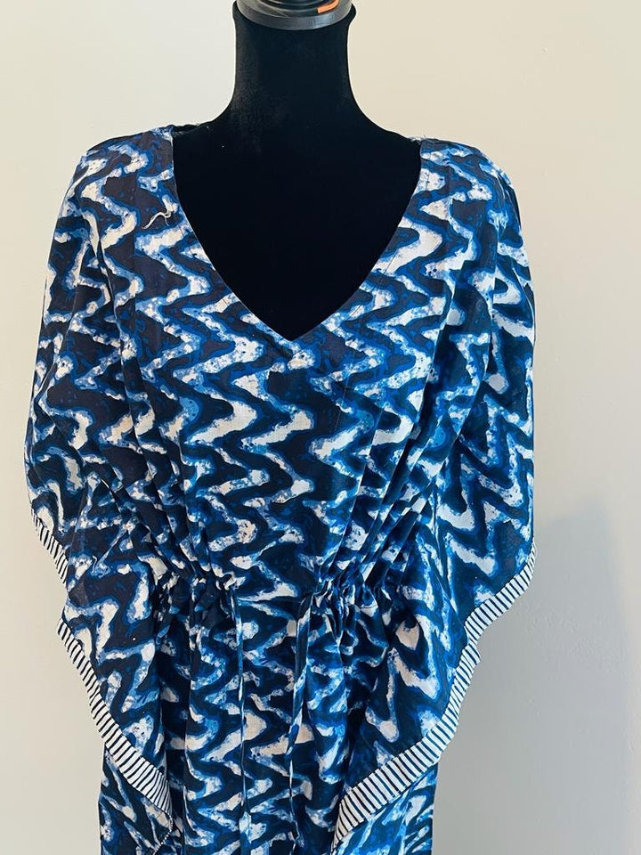 Hand Block Print Kaftan in Blue (or use a specific color name if available)