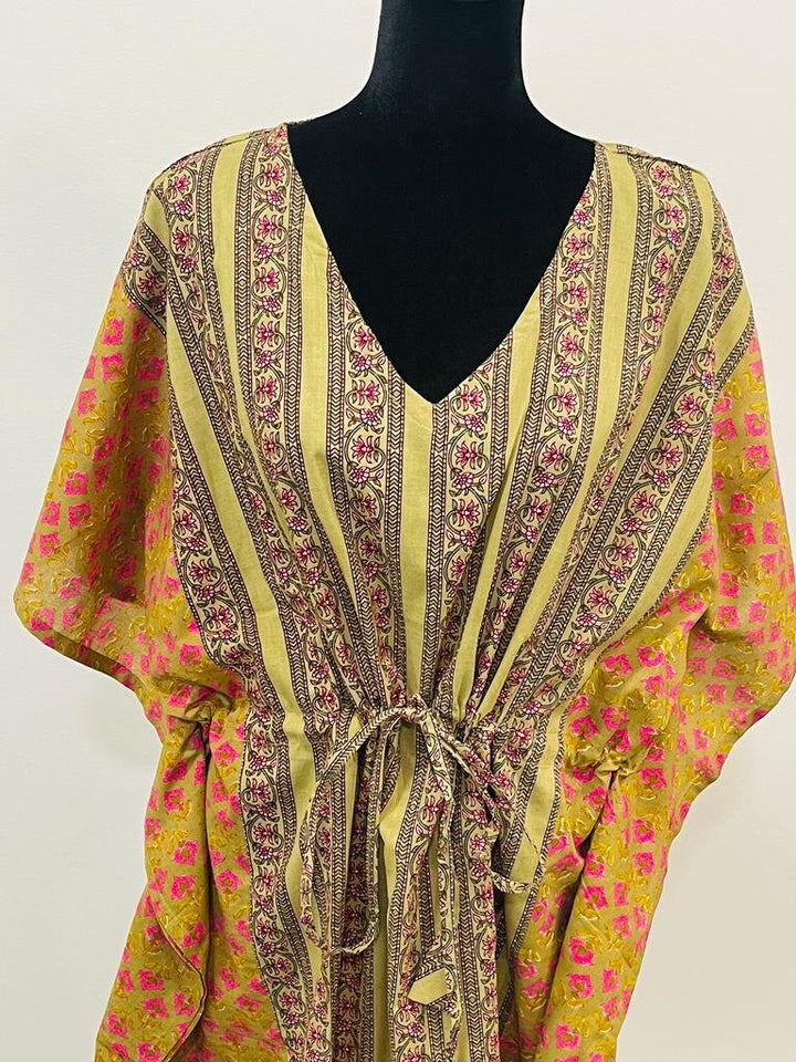 Hand Bloc-Print Cotton Kaftan