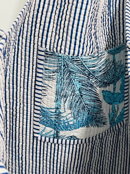 Reversible Blue Floral Tote Bag