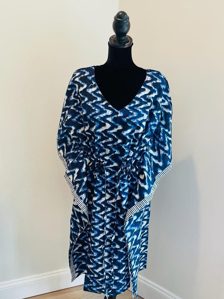 Hand Block Print Kaftan in Blue (or use a specific color name if available)