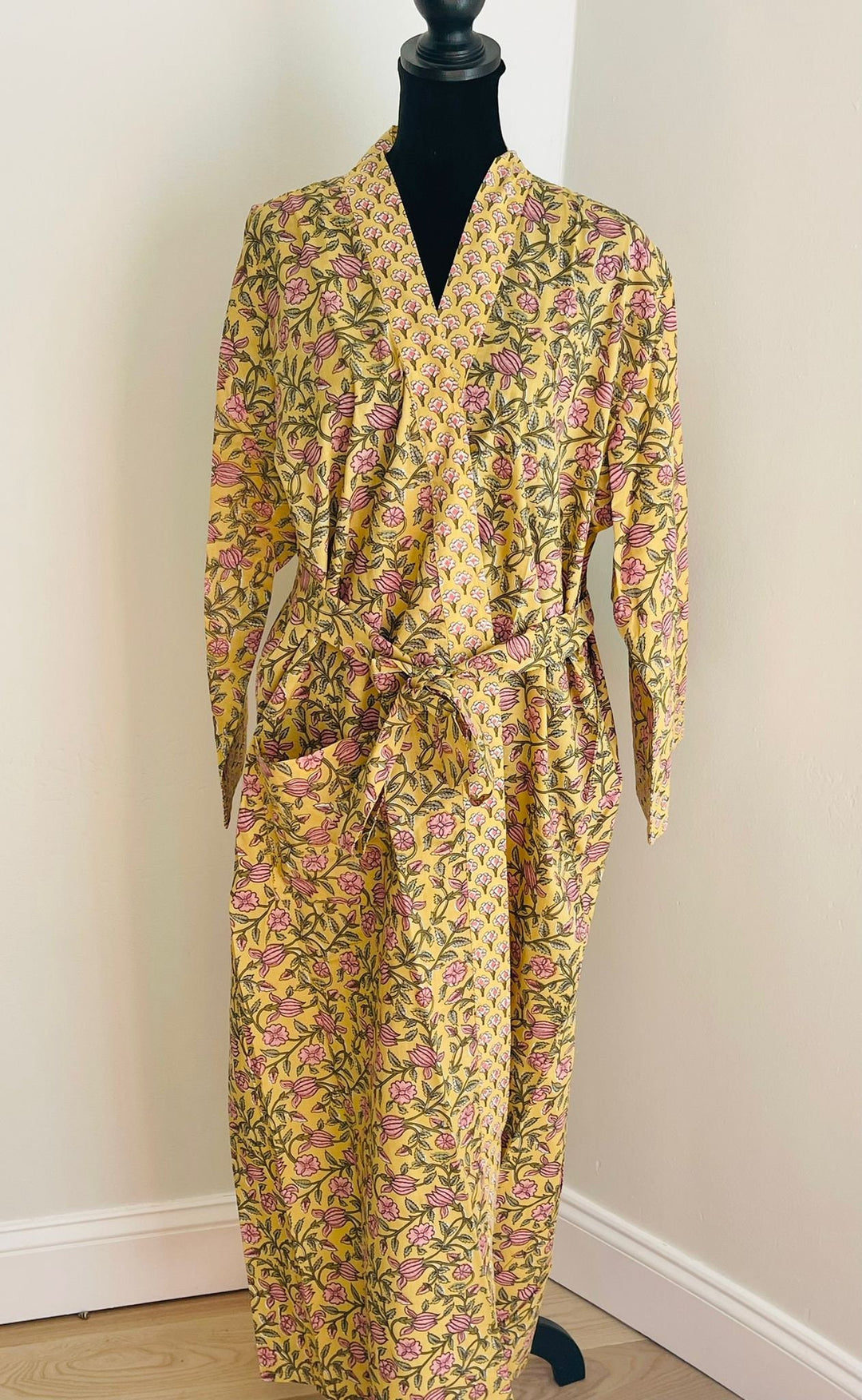 Luxurious Cotton Block Print Kimono Robe