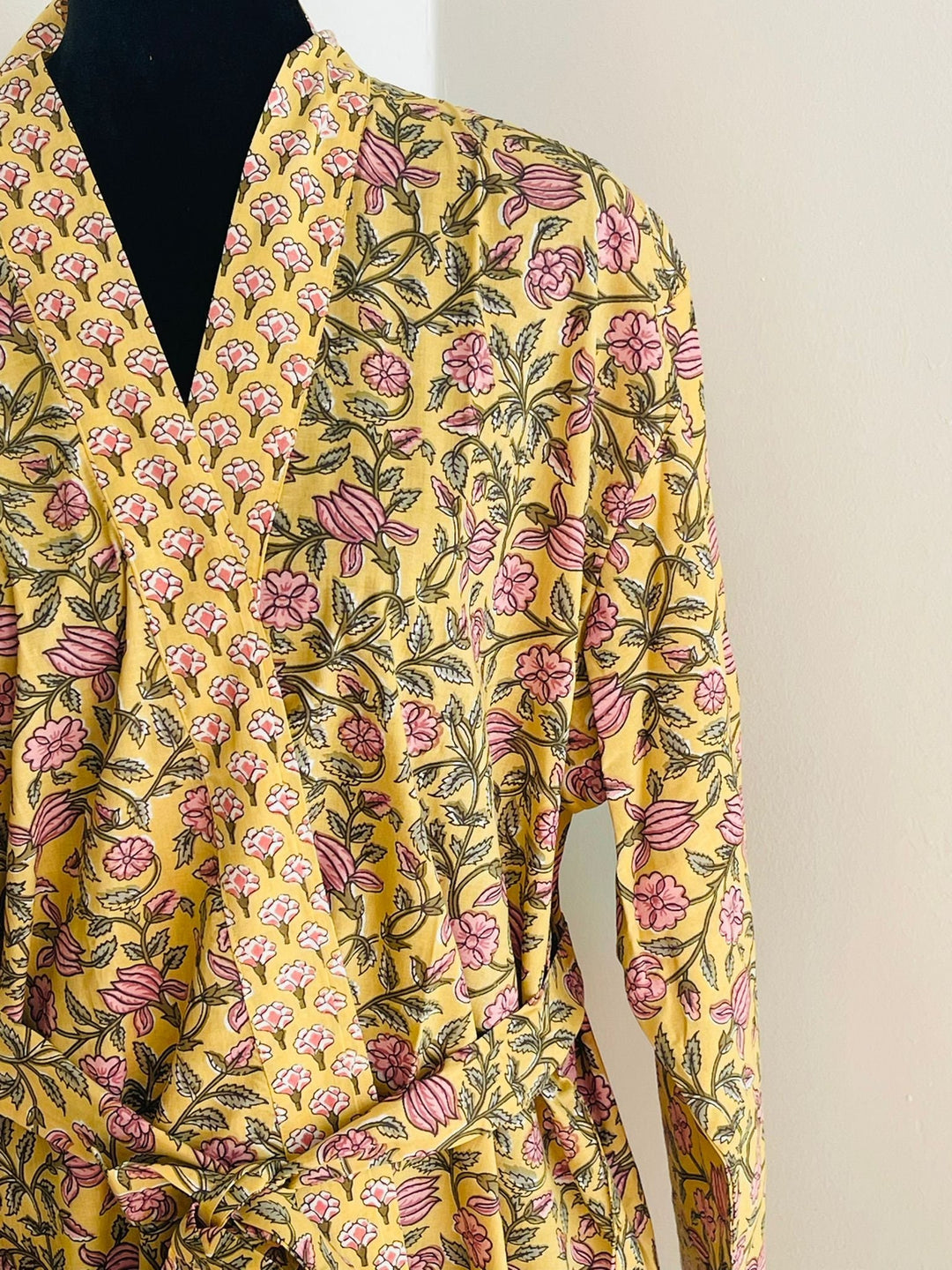 Luxurious Cotton Block Print Kimono Robe