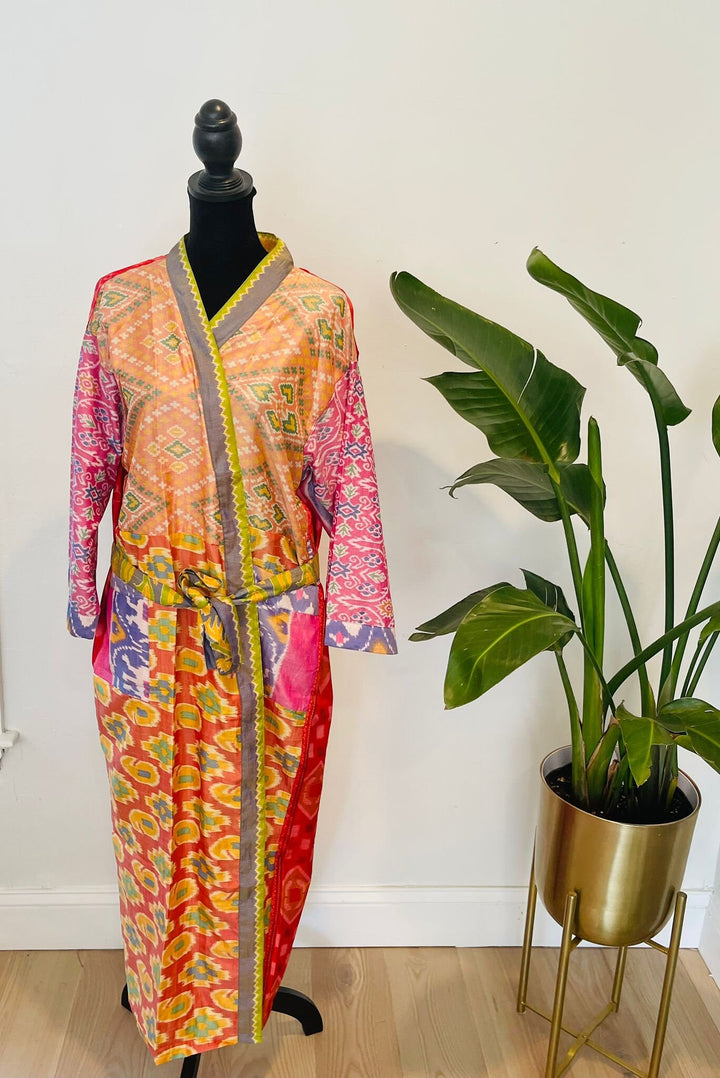 Sari Patchwork Silk Kimono Robe