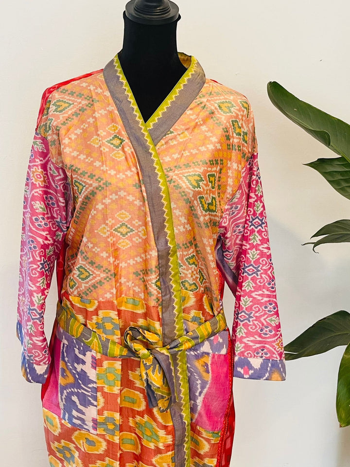 Sari Patchwork Silk Kimono Robe