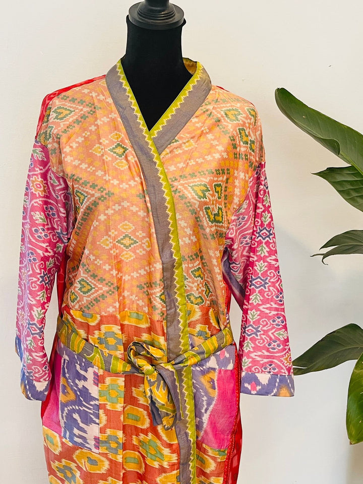 Sari Patchwork Silk Kimono Robe